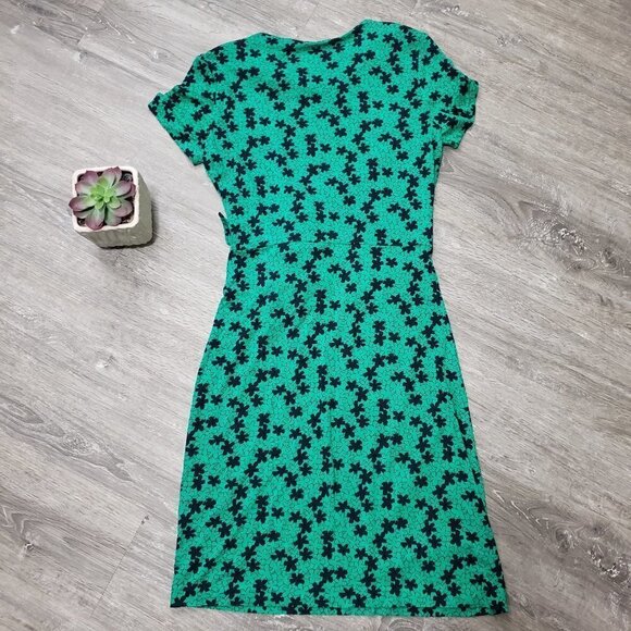 Diane Von Furstenburg Faux Wrap Dress Sz 4 Green - Picture 2 of 7